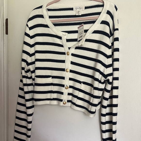 Jessica Simpson Navy and White Striped Cardigan- XL - Picture 1 of 5